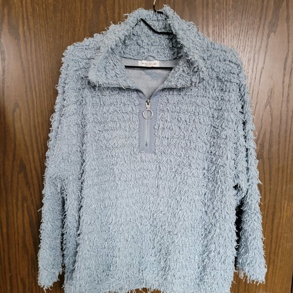 Skye's The Limit Women's Blue Eyelash Knit Sweater Turtleneck Pullover Large - Picture 5 of 16